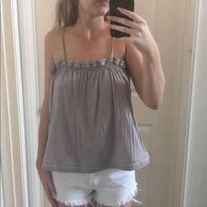 Gray/purple tank top. Grade and Gather.